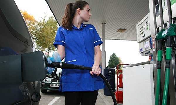 Nurse at a petrol pump as prices soar and community staff lose out