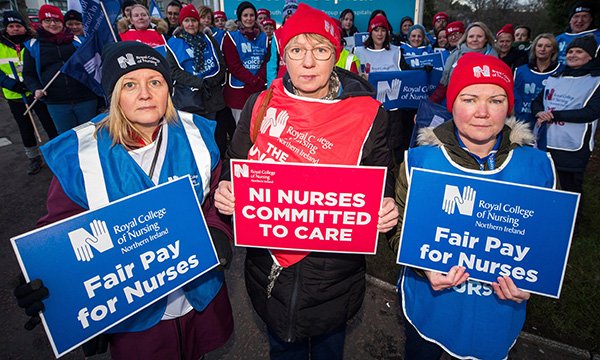 Nurses on a picket line at Ulster Hospital in January 2020, when RCN members staged a second 12-hour walkout as part of a dispute over pay parity and safe staffing