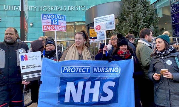 Striking nurses at Bristol Royal Infirmary