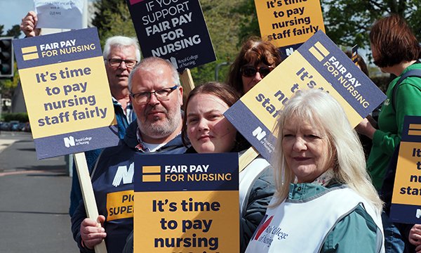 Photo of nurses on the picket line in Exeter in May, illustrating story about reforms to pay review bodies