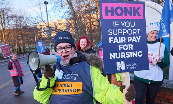 Nurses picket Northern General Hospital in Sheffield during RCN pay strike in 2022