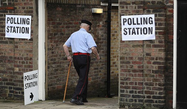 Older person going to vote