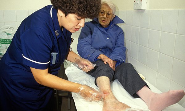 Cleaning a leg wound