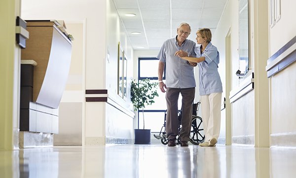 patient supported in walking