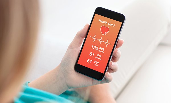 Someone looking at a healthcare app on a smartphone