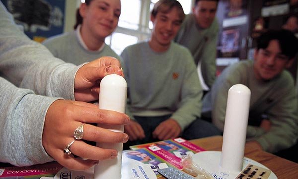 pupils learn to fit condoms