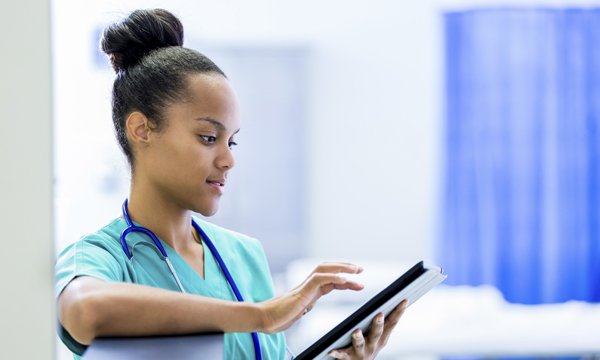 Nurse using iPad