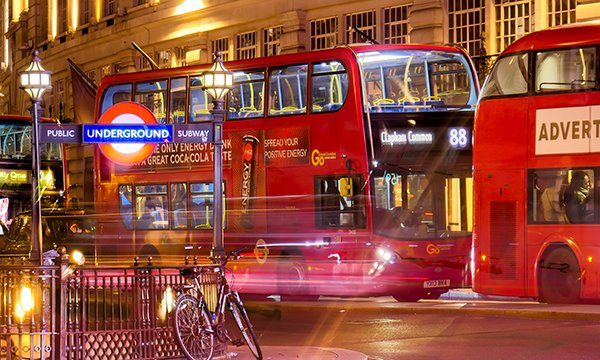 London bus at night
