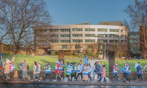 Irish nurses picketing outside Cork University Hospital