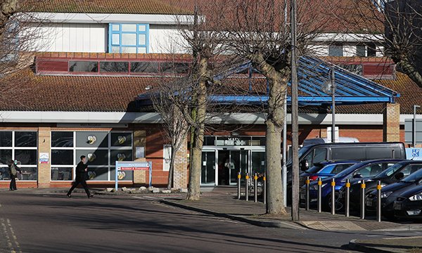Worthing Hospital in West Sussex, where a healthcare worker in the emergency department is among eight confirmed cases of coronavirus in the UK