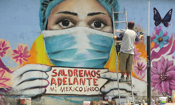 Mural in Mexico City that calls for end to violence against healthcare staff