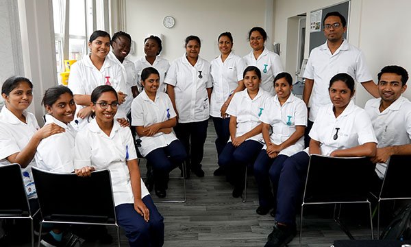 Picture shows nurses recruited from overseas working at Salford Royal NHS Foundation Trust