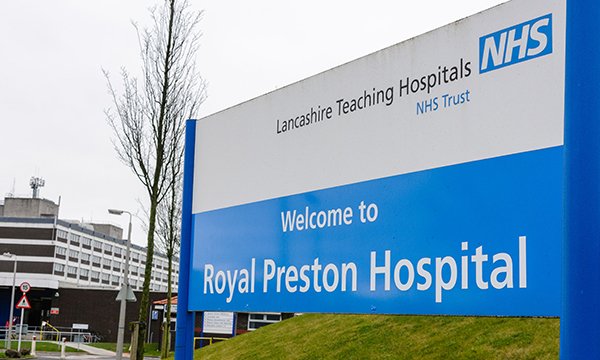 Entrance signboard at Royal Preston Hospital
