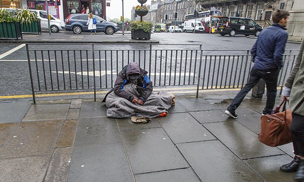 Homeless person on street