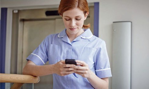 Nurse using smartphone