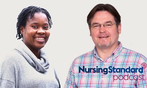 Picture of Jim Blair, a learning disability nurse consultant, and Lauretta Ofulue, a learning disability nurse now training to be a specialist community public health nurse, who feature in the latest Nursing Standard podcast