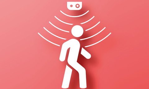 An illustration showing a person’s movements being picked up by a motion sensor