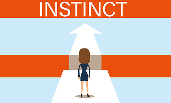 Illustration of figure following instinct