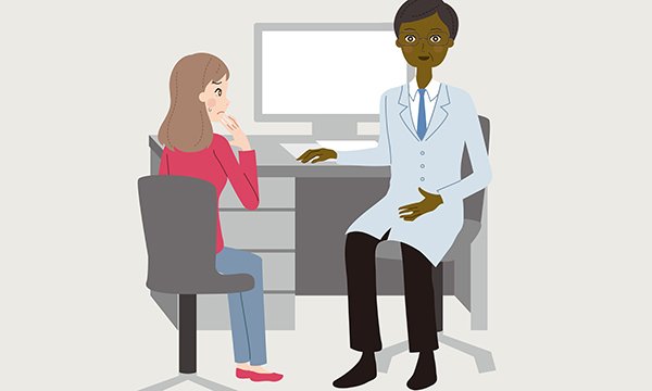 Illustration of patient talking to a doctor