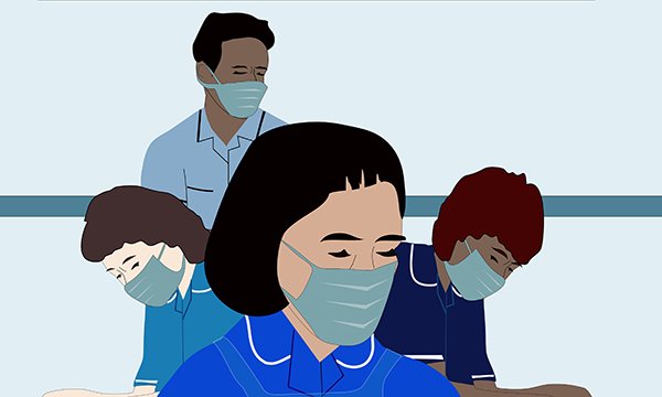 Illustration of stressed out community nurses