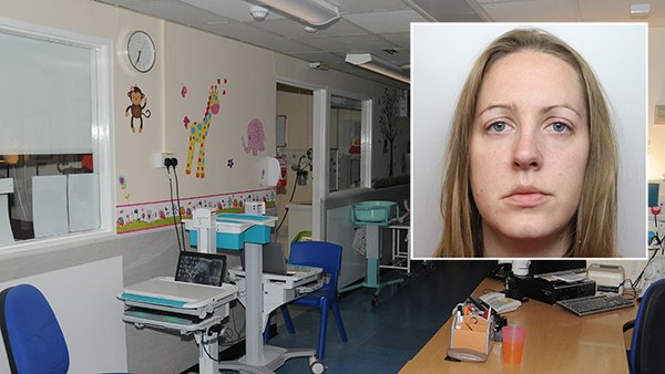 Interior shot of the Countess of Chester Hospital neonatal unit, where Lucy Letby committed her crimes. She is pictured, inset