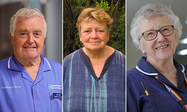 Montage shows nurses Jimmy Cooper, Celia Manson and Barbara Craven, who have all chosen not to retire fully
