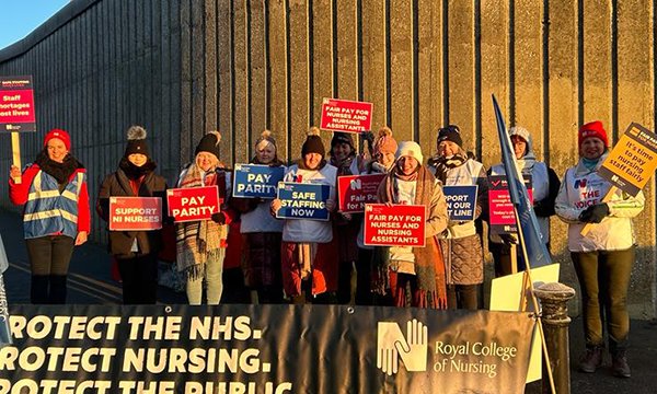 Striking nurses at Daisy Hill Hospital in Newry