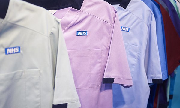 Photo of new NHS uniform in a range of colours, illustrating story about its introduction at an NHS trust in England